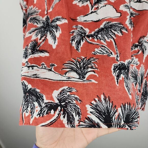 Tahari 100% Linen Casual Button Down Shirt Short Sleeve Hawaian Top Size L - Picture 12 of 16